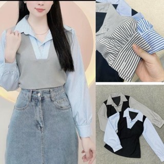 女式大碼衣服,帶有優雅泡泡袖的襯衫和襯衫,適合學校和工作,適合 Chuppy - SM188+SM185