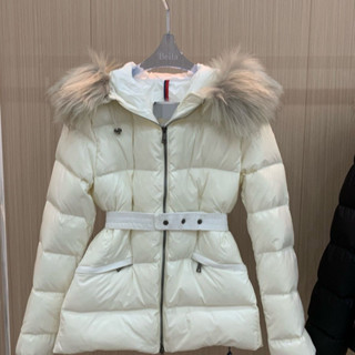 M2025冬季新款大毛領加厚女腰帶修身中長款羽絨服連帽外套 JLRZ