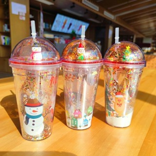 客製隨行杯 客製吸管杯 環保杯 奶茶杯 客製水壺 韓式亮片 雙層塑膠吸管杯 新款學生男女水杯 聖誕節禮物 logo訂製