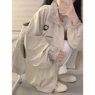 衝鋒外套男 衝鋒衣 衝鋒外套女 外套女春夏季2025新款韓版寬鬆BF復古風衣學生防曬薄款夾克ins潮