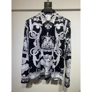 VERSACE1008 男襯衫印花休閒歐版寬鬆宮廷長袖襯衫