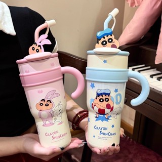0.7L-1.2L蠟筆小新冰霸水杯保溫杯車用水杯大麥克可愛高顏值大容量杯子吸管女生新款