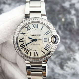 Cartier 卡地亞藍氣球WE902065精鋼鑲鑽自動機械女表33mm