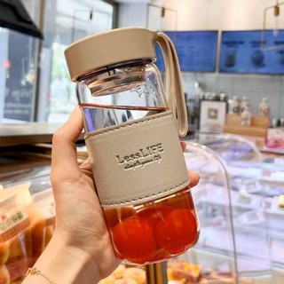 玻璃吸管杯 咖啡隨行杯 高顏值玻璃杯高硼矽耐熱帶茶隔杯子男2025新款網紅單層泡茶水杯女