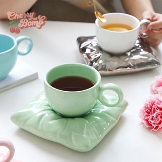 【櫻桃炸彈】現代陶瓷馬克杯創意抱枕靠墊下午茶花茶杯碟套裝牛奶咖啡杯家庭擺件生日新款