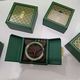 戒指盒子 戒指盒 翡翠手鐲珠寶盒子高檔古風雙開玉器串項鍊吊墜禮物收納包裝送長輩