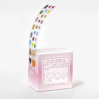 Flagg Love Bloom PET sticker roll・愛心與花開 霧透 PET 貼紙卷