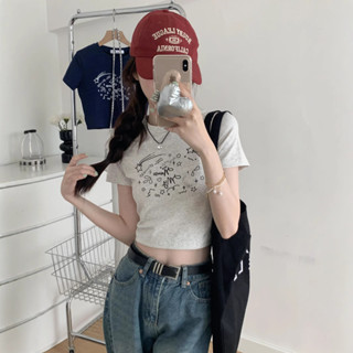 短袖女生 韓版 T恤 修身顯瘦 短版上衣 性感露臍 大尺碼 舒適圓領 時尚印花 百搭基礎款