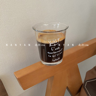 現貨 ins網紅咖啡廳美式冷萃冰拿鐵咖啡杯 日韓法式字母印花玻璃早餐杯
