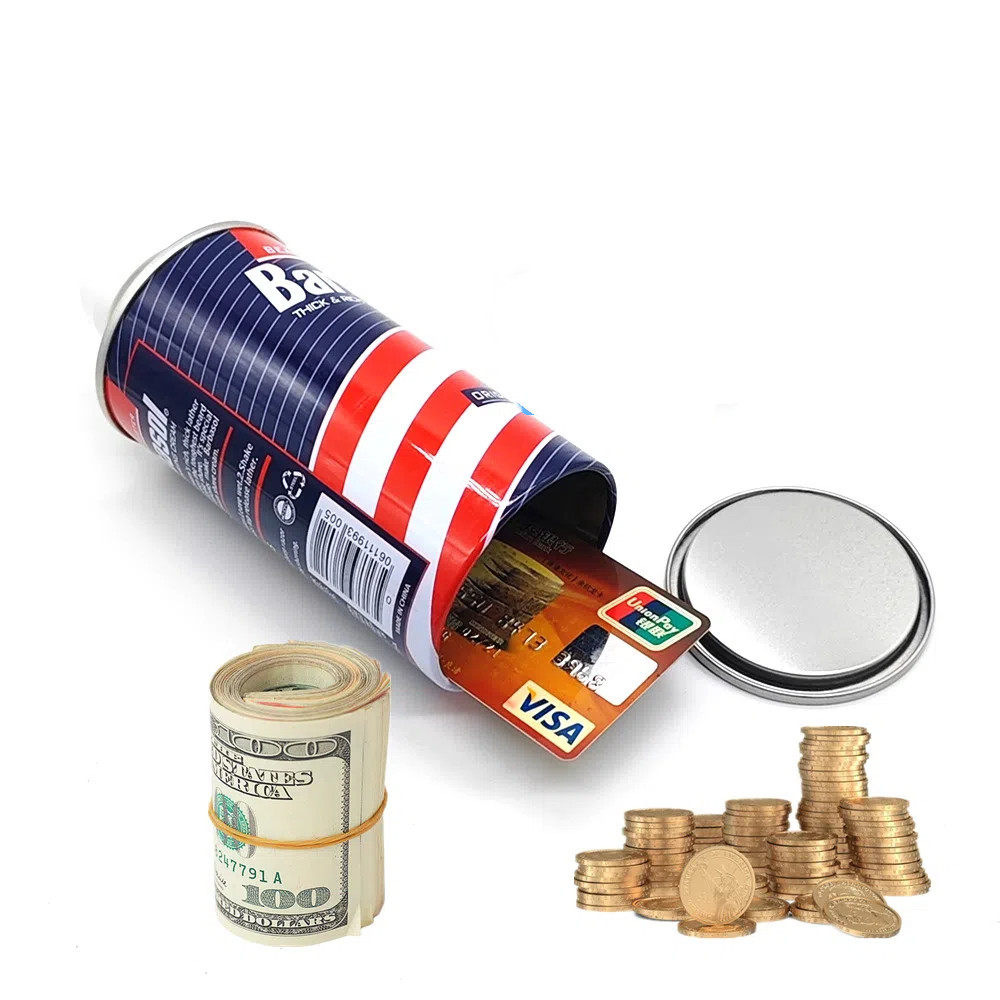 轉移剃須泡沫可形狀安全存放錢鑰匙安全秘密隱藏存儲迷你保險箱