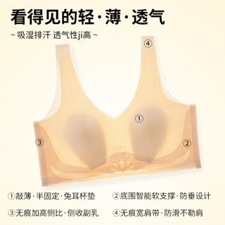 大尺碼內衣無痕內衣女大胸顯小集中爆乳運動美背背心式兔耳杯墊內衣夏季薄款胸罩透氣 內衣34B-38CS小可愛 網紅同款明星