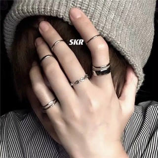 SKR~冷淡風開口可調整戒指女ins潮嘻哈簡約復古個性關節戒指環男
