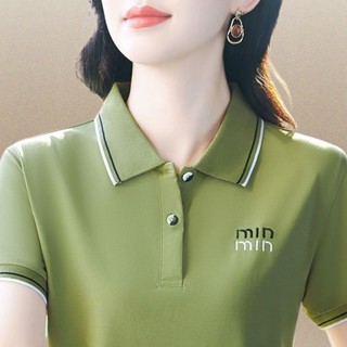 女夏季新款大尺碼翻領上衣 時尚polo女士t恤短袖