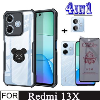Redmi 13x 防震手機殼適用於 Redmi 13 Redmi A5 4 合 1 相機鏡頭玻璃螢幕保護膜和手機支架