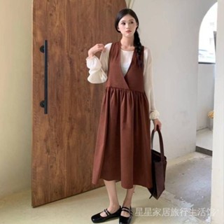 【衣·術館💕】 洋裝 二件式套裝 棉麻上衣+背心洋裝 長袖上衣 透膚上衣 無袖洋裝 連身裙 背心裙 連身洋裝 休