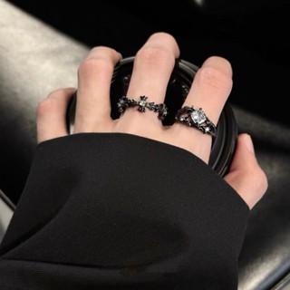 臺灣出貨暗黑朋克風十字架開口戒指女復古做舊y2k對戒輕奢小眾高階感尾戒