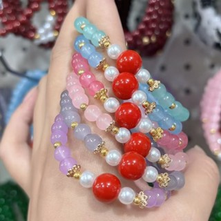 熱賣~新款6MM玻璃珠手鍊中式琉璃手串女ins甜美手飾品學生搭手飾女閨蜜
