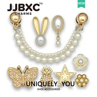 JJBXC金屬鞋釦珍珠鍊鞋釦金屬蝴蝶鞋配件