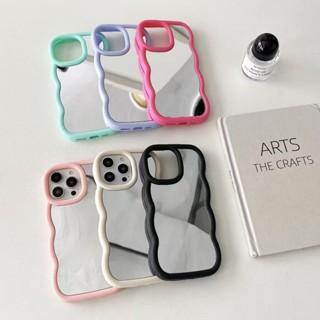 氣囊鏡面 矽膠保護套 防摔殼 矽膠雲朵大波浪 適用於 iPhone 16 15 14 13 Promax 保護殼