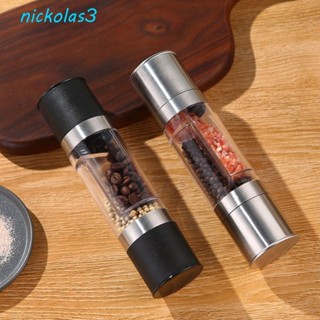 NICKOLAS手動胡椒研磨機,可調雙頭海鹽香料磨坊,復古可再填充可見可水洗胡椒磨坊咖啡