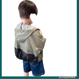 BabyFace童裝 兒童防曬衣 兒童防曬小外套 連帽防曬服 透氣夏季男童拼色連帽防曬衣 兒童夏裝薄款長袖 上衣外套