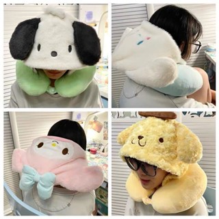 現貨×護頸枕× 可愛卡通帕恰狗美樂蒂噁魔連帽 U型枕 午睡枕頭旅行遮光護頸枕坐車