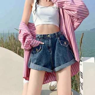 設計捲邊短褲 牛仔短褲 褲子 寬褲 女裝 高腰 大尺碼 diff 牛仔短褲女 A字短褲 女生褲子 美式 複古 顯瘦 韓係