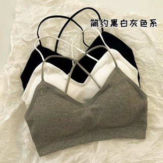 胖胖美依 上衣 吊帶 背心 無袖上衣 胸罩 內搭 新款交叉美背抹胸內衣少女聚攏防下垂無鋼圈小胸吊帶裹胸-7203.