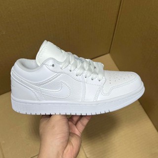純原現貨實拍aj1白色頭層皮耐克低幫闆鞋Jordan Air Jordan 1 Low 頭層皮 舒適輕量日常 防滑輕便減