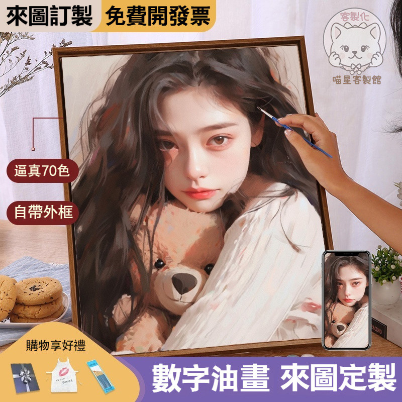 情侶客製化【客製化數字油畫 】星蝶公主 數字油畫 diy數字油畫 q版人物設計 似顔繪 情侶客製 客製化禮物 生日禮物