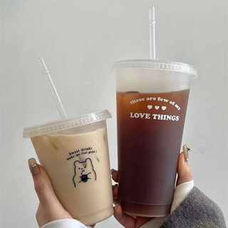珍珠奶茶杯 環保杯 吸管杯 非一次性！夏天大容量水杯隨手杯女塑膠吸管杯隨身便攜咖啡杯杯子