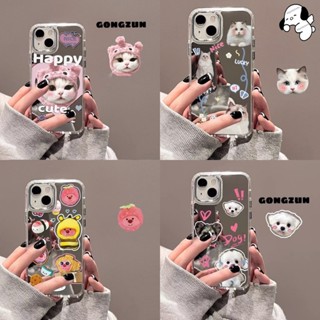 可愛貓狗鏡面 防摔手機殼 三星S25 S24 S23 S22 S21 Note20 Ultra S20 FE M34