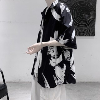 【現貨】短袖襯衫男夏季冰絲薄款短袖外套dk痞帥中國風古著感襯衫男裝上衣 超流行熱銷禮物 送朋友