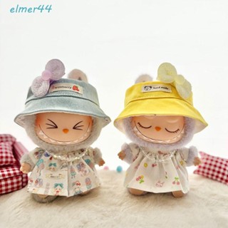 ELMER坐Labubu時間布,莓果手工製作的拉布布娃娃的衣服,收藏兔子風格替代品17公分毛絨娃娃衣服