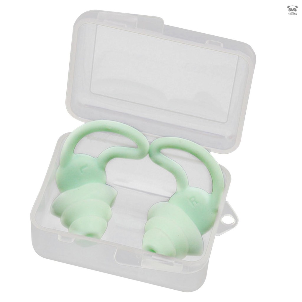 綠色 鯊魚鰭式游泳防水睡眠降噪矽膠耳塞一對
