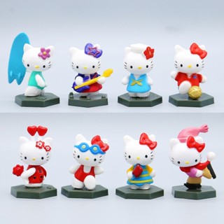 8 件/套 4 釐米日本動漫卡通 Hello Kitty 運動衝浪 Q 版 DIY PVC 可動人偶模型收藏裝飾娃娃玩具