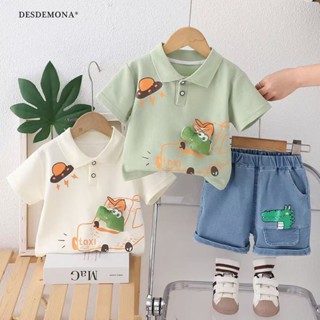 中兒童夏季套裝 新品上新 夏季男童兒童翻領POLO衫小孩衣服套裝短袖牛仔褲寶寶兩件套