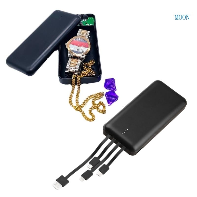 MOON 移動電源儲物盒,用於現金和貴重物品存儲便攜式珠寶容器,帶秘密隔間錢保險箱