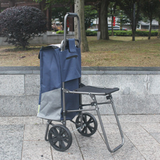 2025新款家用摺疊購物車便攜買菜車手拉車爬樓老人小推車拉桿拖車帶凳可坐20250614