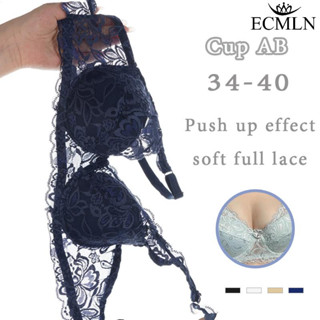 ECMLN 女士薄襯墊性感蕾絲鏤空文胸聚攏可調節內衣 34-40 罩杯 A/B