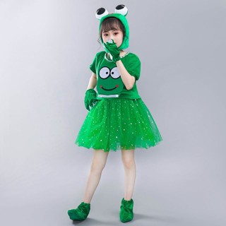 兒童新款青蛙表演服快樂小青蛙媽媽表演服裝兒童新青蛙幼兒園表演服裝 Happy Little whxye888.my202