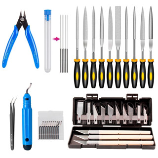 全新 3D 列印機工具套件去毛刺工具噴嘴清潔針雕刻刀雕刻工具 DIY 3D 列印機零件 3D 模型銼刀刮刀材料拆卸工具帶