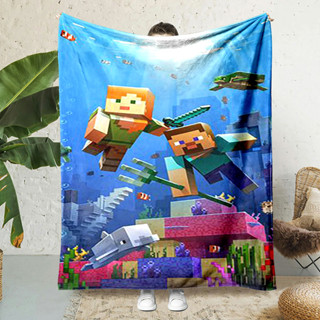 3D Minecraft 毯子,超柔軟法蘭絨毯子,舒適,蓬鬆,溫暖,適合沙發、床、辦公室、沙發、露營、野餐