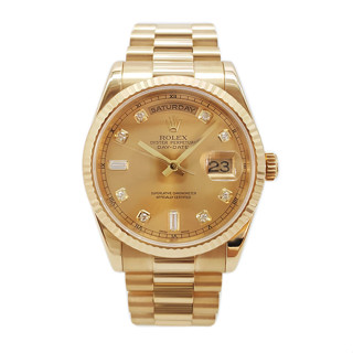 Rolex 勞力士金錶男表星期日曆型18K黃金原鑽自動機械錶118238