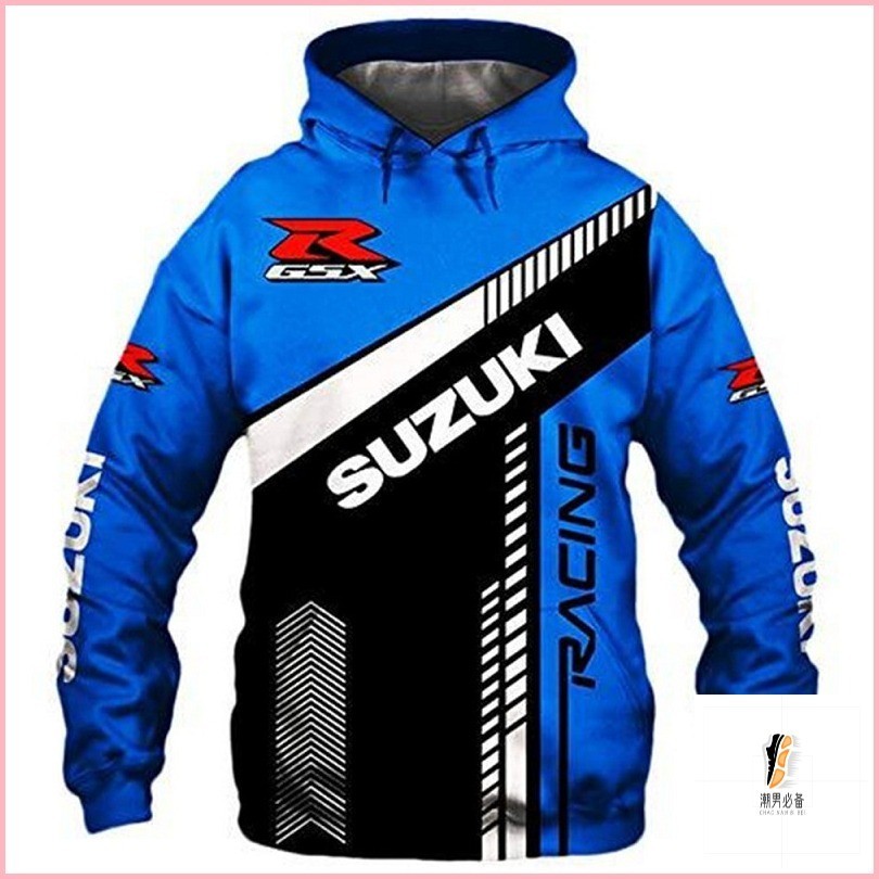 SUZUKI 實拍鈴木帽衫機車夾克男女3D動機運動嘻哈機車夾克模式春秋