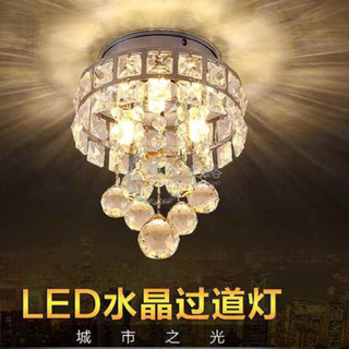 支援110v🌌LED水晶吸頂燈過道燈圓形入戶燈明裝暗裝現代簡約創意陽臺走廊玄關燈