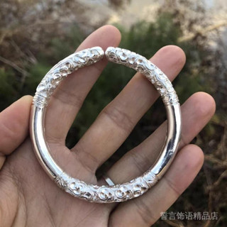 bracelet 手鐲 手鍊 孫悟空如意金箍棒手鐲男士個性霸氣純銀實心鐲子國風祥雲開口手環