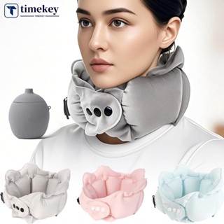 TIMEKEY 便攜式壓縮充氣U型枕護頸枕緊湊型易於存放旅行汽車飛機頸枕F3Z1