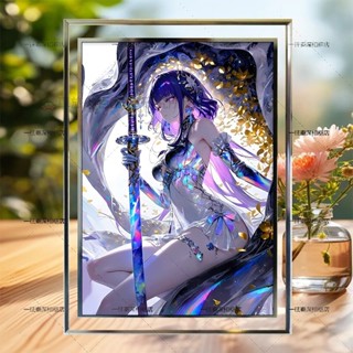 【臺灣發貨】🧨熱賣🧨 雷電將軍 二次元 周邊 高畫質 插畫 水晶 相框 擺件 生日禮物 案頭 擺臺 送朋友