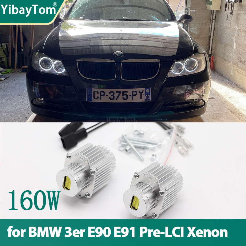 BMW 160W LED 汽車天使眼標記大燈燈泡適用於寶馬 E90 E91 3 系 320i 325i 328i 335